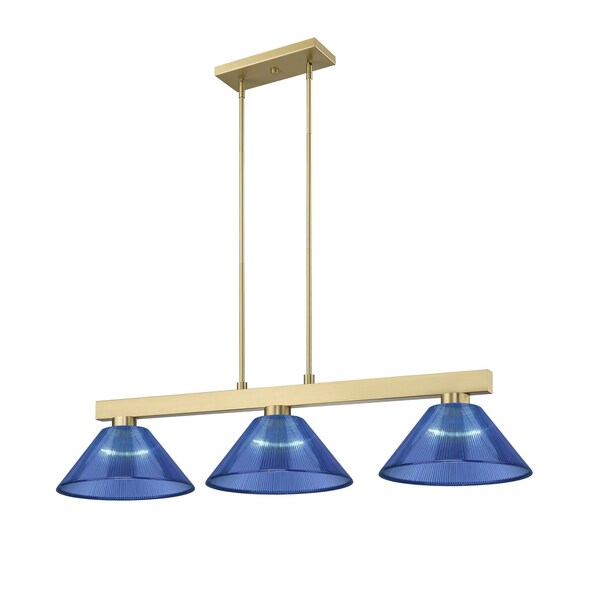 Z-Lite Cobalt Billiard, 3-Light, 14.25 In.W x 49.75 In.L x 10.5 In.H, Modern Gold/Dark Blue 152MGLD-ARDB - main